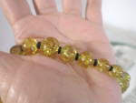 Antique Yellow Crackle Glass Beaded Necklace With Jet Black Beads